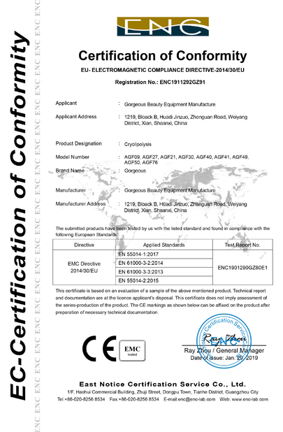 China Gorgeous Beauty Equipment Manufacture Certificaciones